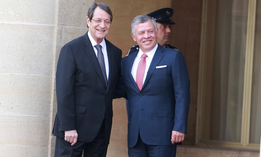 Ο Πρόεδρος Αναστασιάδης με τον Βασιλιά της Ιορδανίας Αμπντάλλα Β´ στο Προεδρικό