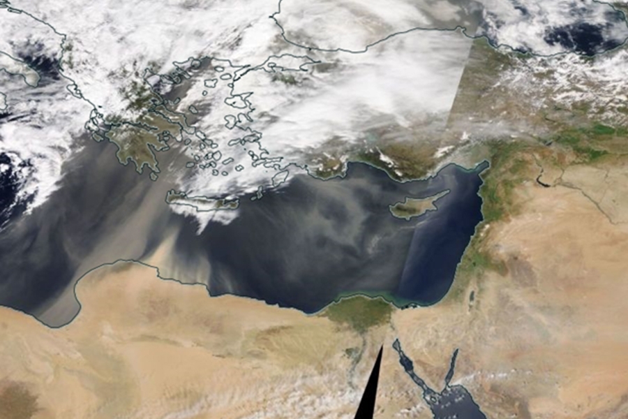 Δορυφορική φωτογραφία σκόνης για τις 26/3/1018. Δορυφόροι Aqua / Terra [NASA]