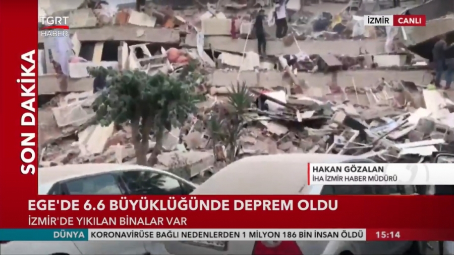 Οι πρώτες εικόνες από κατάρρευση κτηρίων όπως τις μεταδίδει το CNN Türk